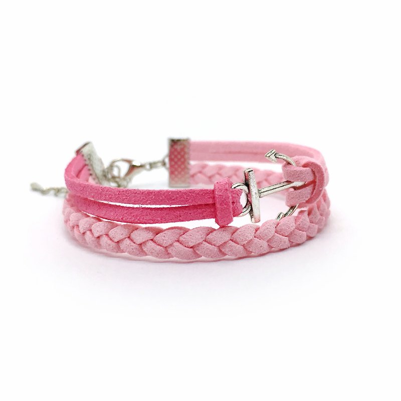 船锚 手工制作 双手环-粉红 限量 - 手链/手环 - 其他材质 粉红色