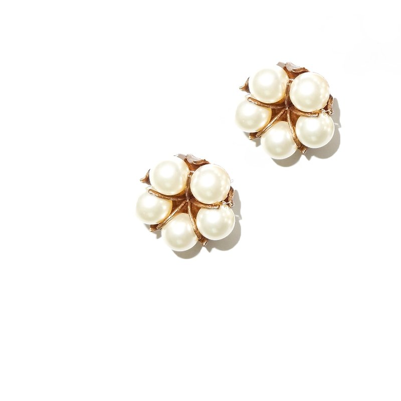 日本棉花珍珠耳环 褐金款 cotton pearl earrings 预购 - 耳环/耳夹 - 珐琅 咖啡色