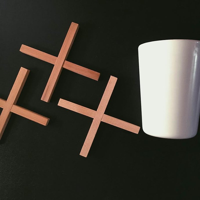 X造型杯垫 - 杯垫 - 木头 咖啡色