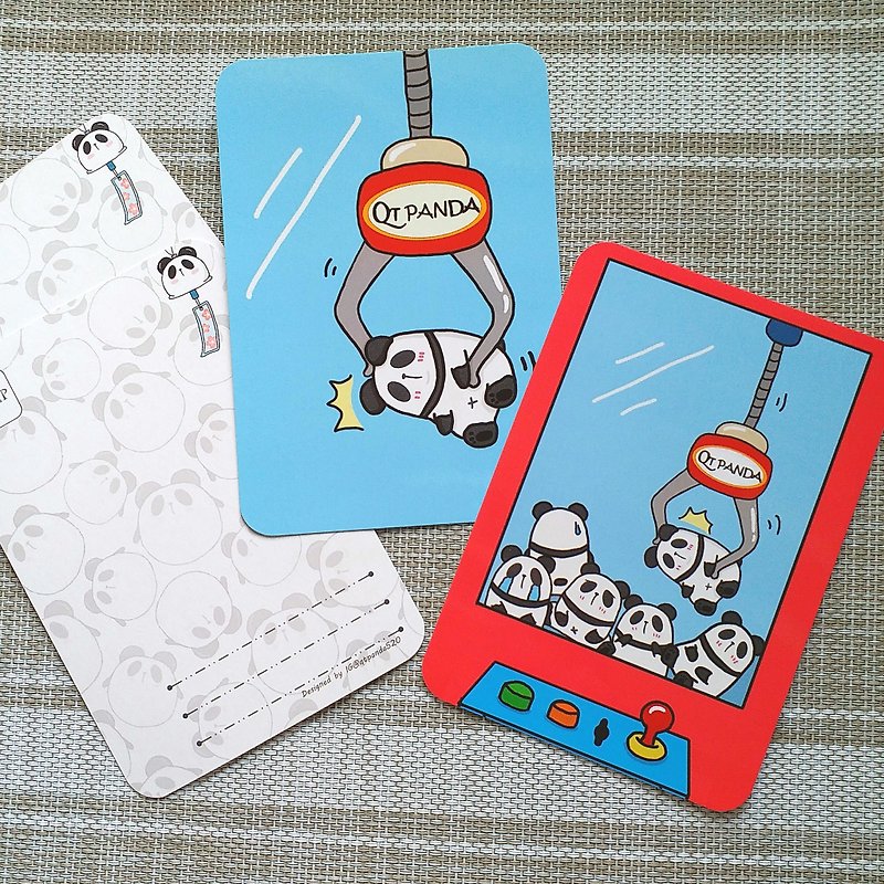 香港原创 熊猫明信片- 【夹娃娃熊猫】 - 卡片/明信片 - 纸 多色
