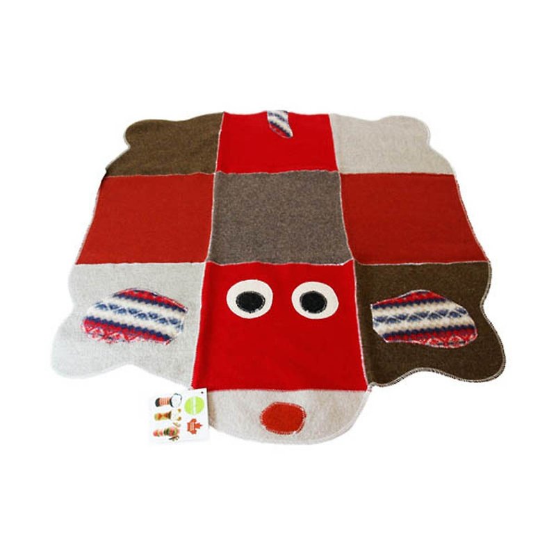 手工拼布婴儿毯 - 小狗 - 爬行垫/游戏垫 - 羊毛 