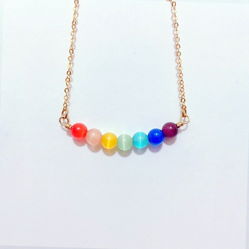 彩虹之心◆项链 Rainbow Love-短款 / 人造猫眼石/ 锁骨链 / 礼物定制设计 - 锁骨链 - 塑料 多色