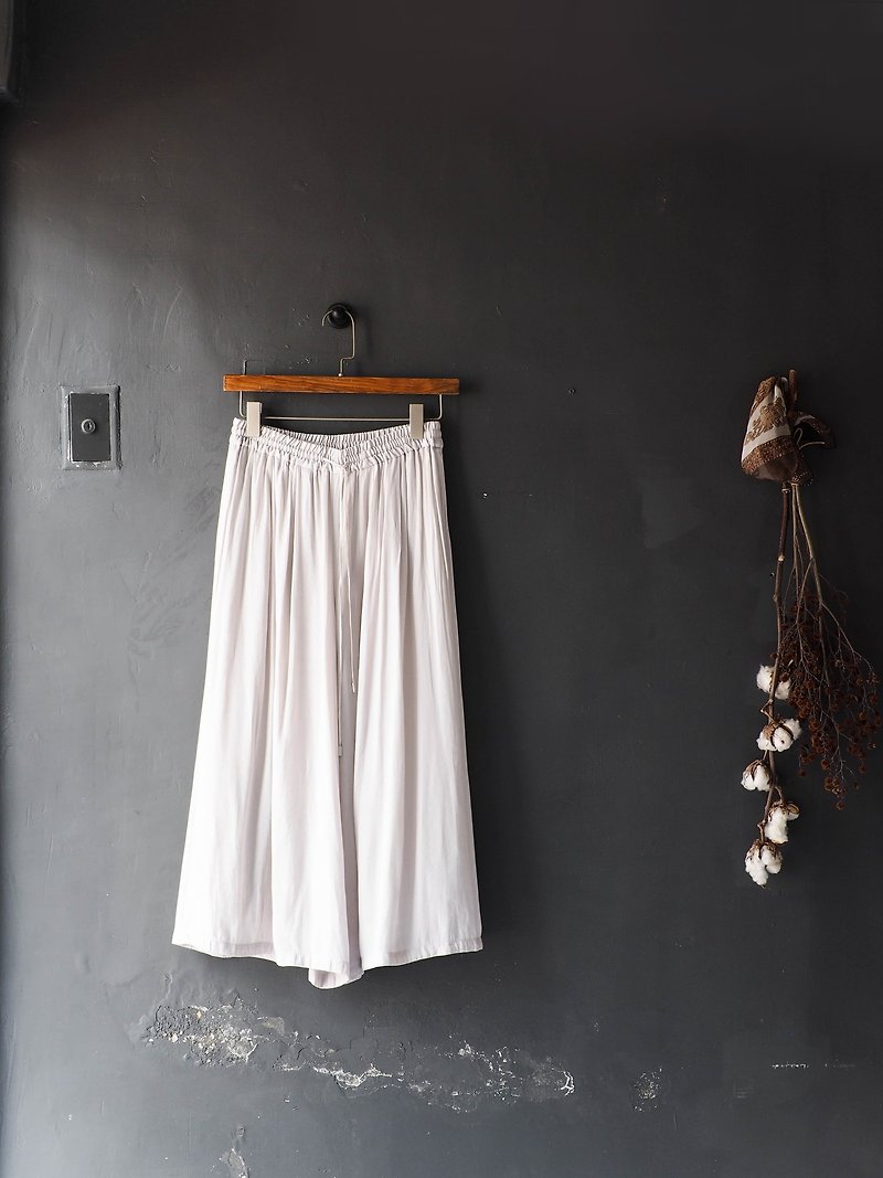 和歌山象牙灰独立青春文艺时代 古董纺类纱质滑布宽裤 - 女装长裤 - 聚酯纤维 灰色