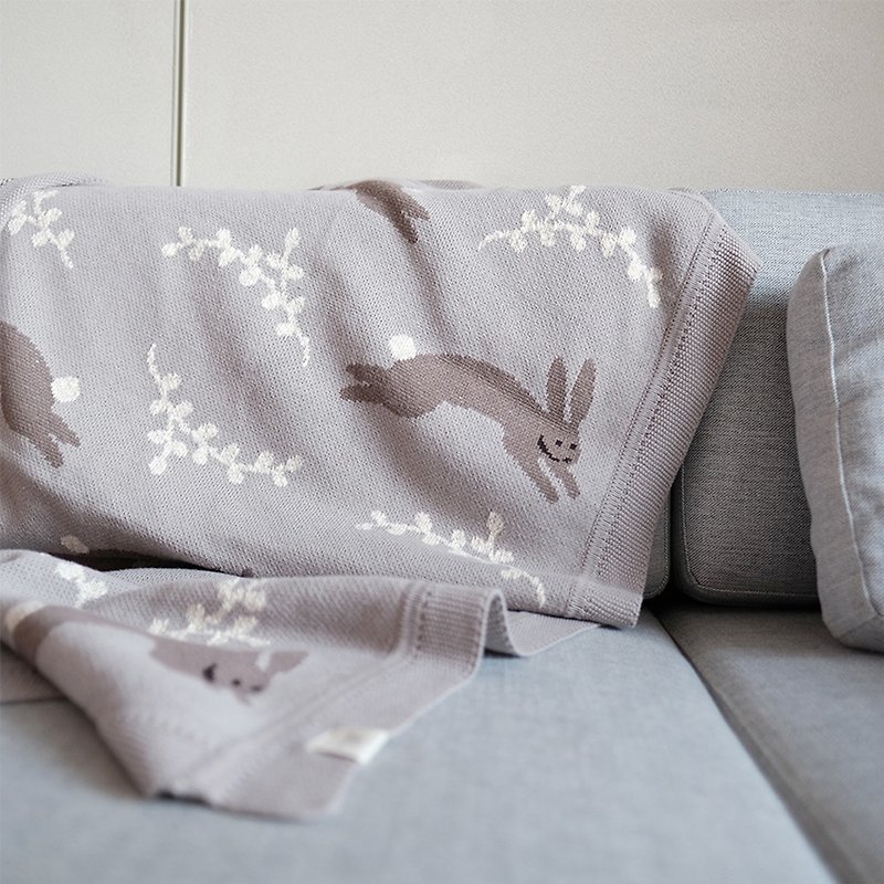 快乐的兔子全棉针织提花毛毯 沙发盖毯 空调被 - 被子/毛毯 - 棉．麻 