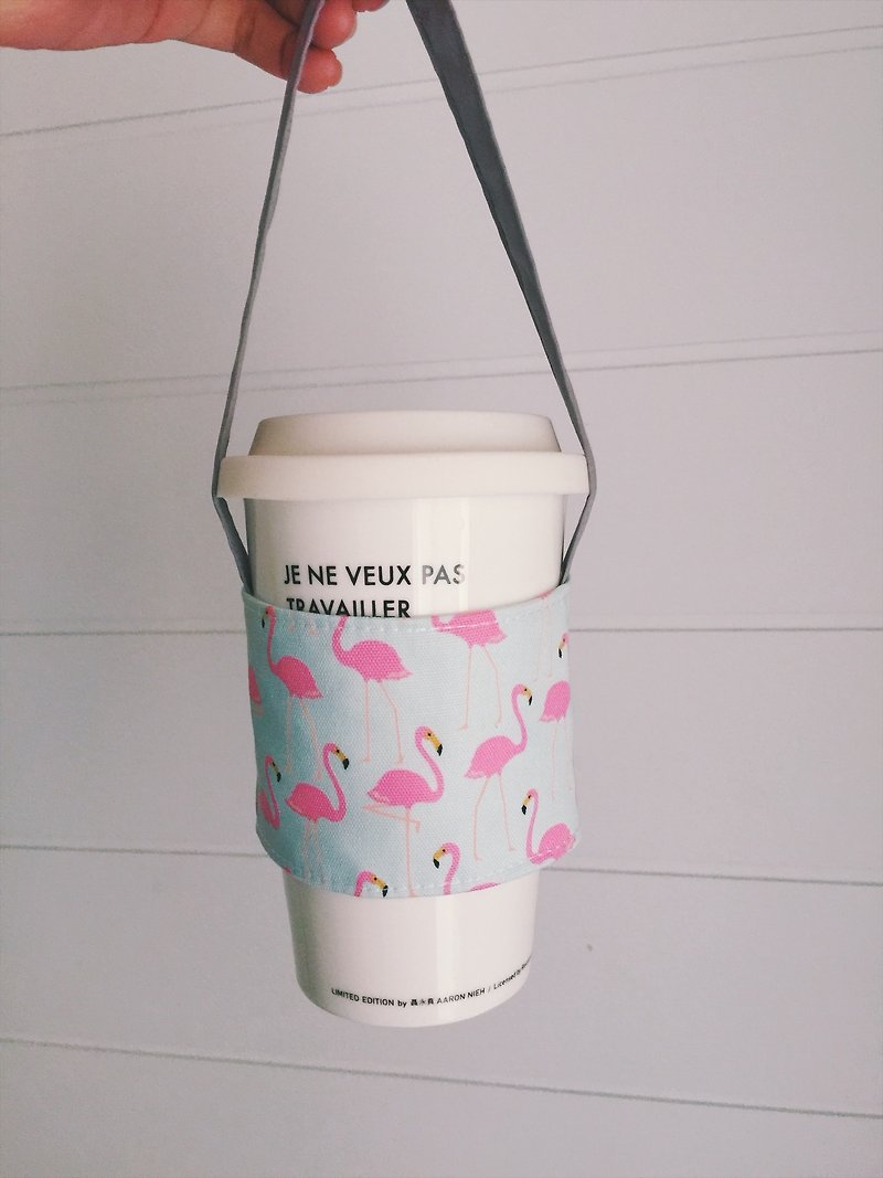 hairmo红鹤环保咖啡杯套(简约版) - 随行杯提袋/水壶袋 - 棉．麻 粉红色
