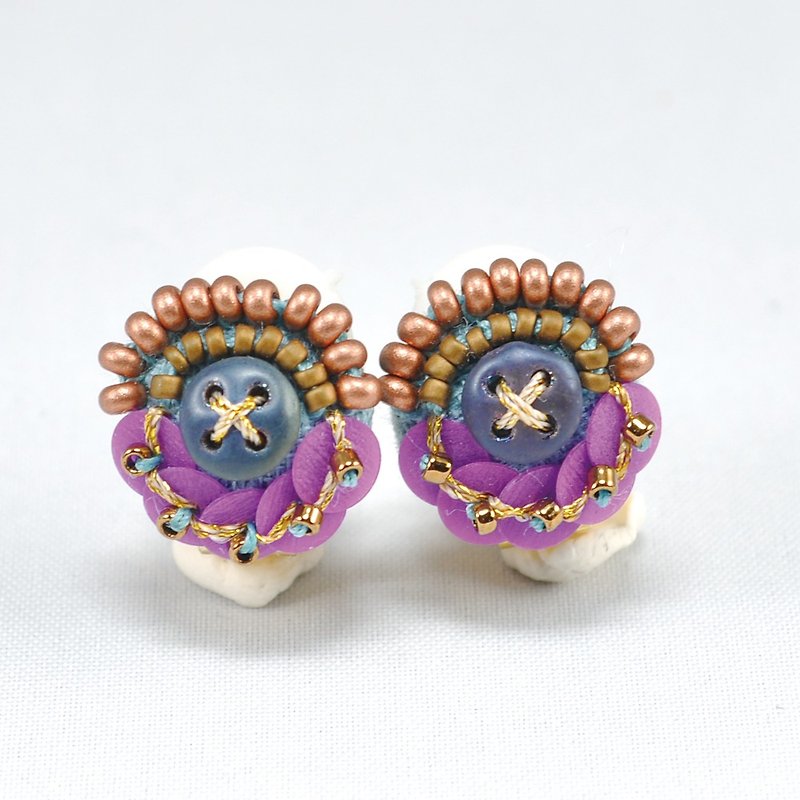 tiny circle earrings, beaded earrings,clip on earrings, blue earrings 2 - 耳环/耳夹 - 塑料 蓝色