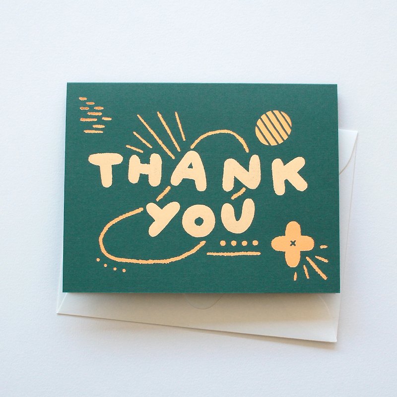 Thank You Card - Green / Gold - 卡片/明信片 - 纸 绿色