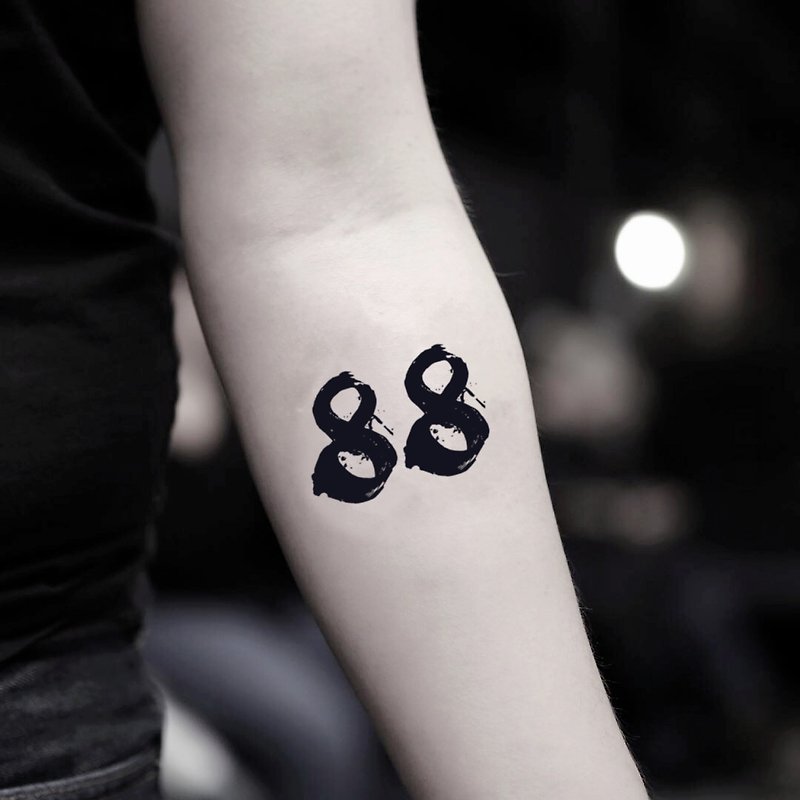 OhMyTat 数字 88 刺青图案纹身贴纸 (2 张) - 纹身贴 - 纸 黑色