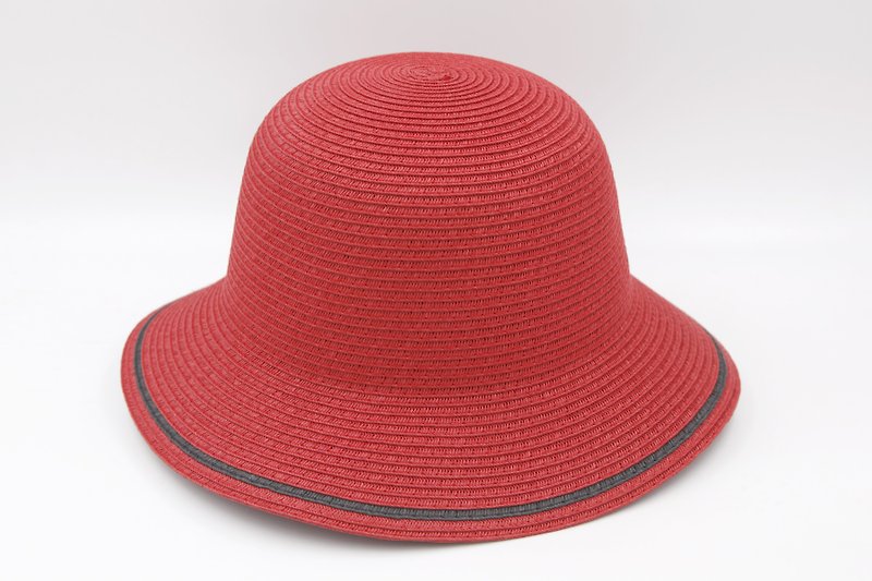 【纸布家】双色渔夫帽(红色)纸线编织 - 帽子 - 纸 红色