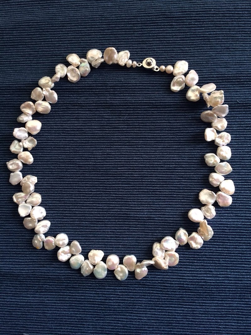 自家设计100%手工制淡水珍珠再生珍珠项链手链套装 - 项链 - 珍珠 白色