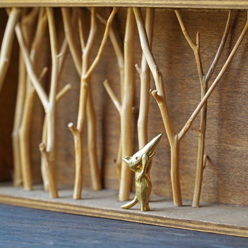 森林里的小狐狸 黄铜小偶盒景 - 摆饰 - 其他材质 白色