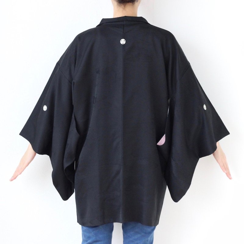 cloud pattern haori, black kimono, One of a kind, Japanese vintage /3441 - 女装休闲/机能外套 - 丝．绢 黑色