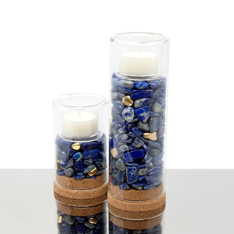 Lapis Lazuli Candle Holder 天然青金石烛台-套组 - 蜡烛/烛台 - 宝石 蓝色
