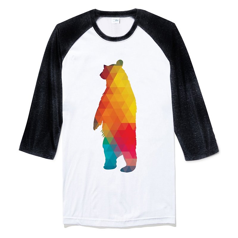 Geometric Bear【现货】中性七分袖T恤 白黑色  几何 抽象 熊 设计 艺术 插画 - 男装上衣/T 恤 - 棉．麻 多色