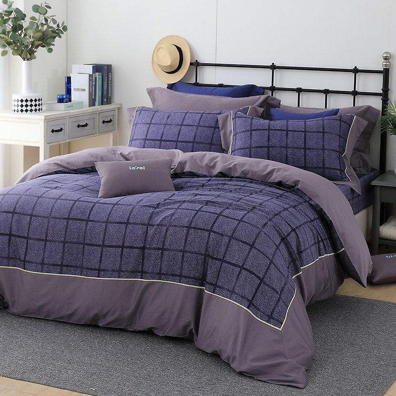 (双人)月色-紫色情挑-高质感60棉两用被床包四件组【5*6.2尺】 - 寝具 - 棉．麻 紫色