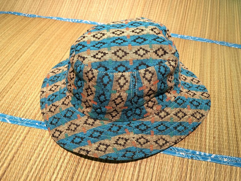 EARTH.er  │传统尼泊尔布制登山阔边帽 #04 ● Traditional Dhaka Hiking Bonnie Hat #04│ :: 香港原创设计品牌 :: - 帽子 - 纸 蓝色