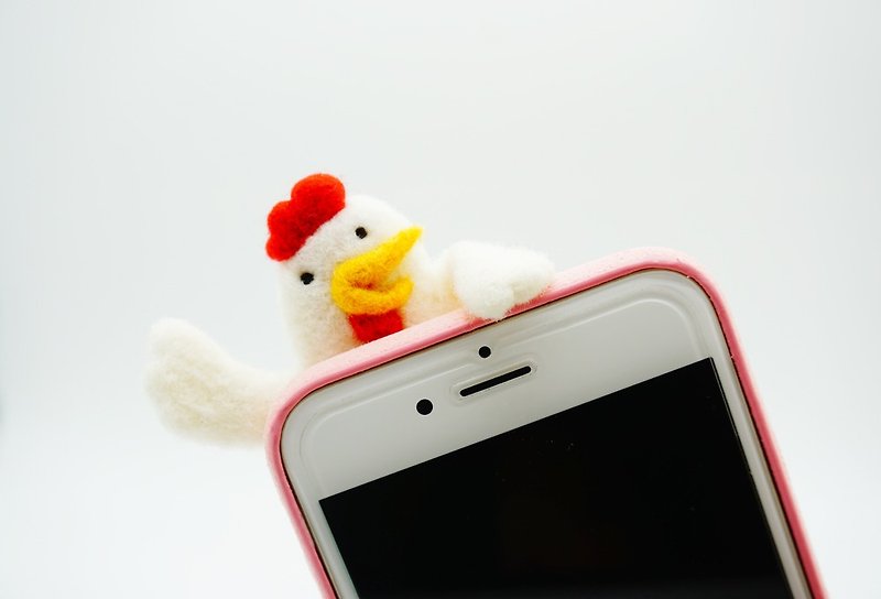 羊毛毡打招呼系列手机壳 招手小鸡手机套 保护壳 圣诞新年礼物 - 手机壳/手机套 - 羊毛 白色