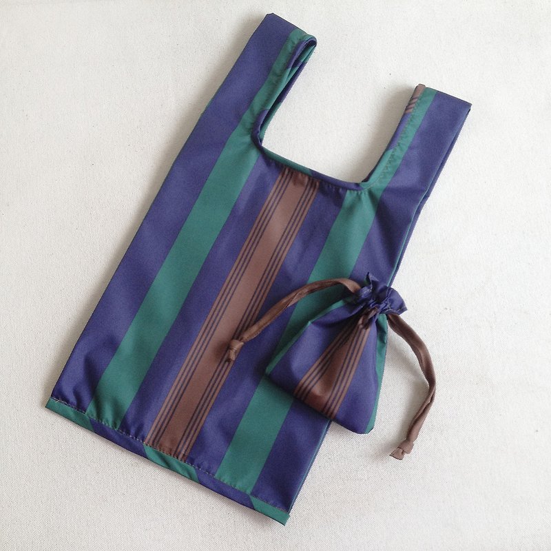 直条纹西瓜 防水购物袋 附束口袋 - 手提包/手提袋 - 防水材质 绿色