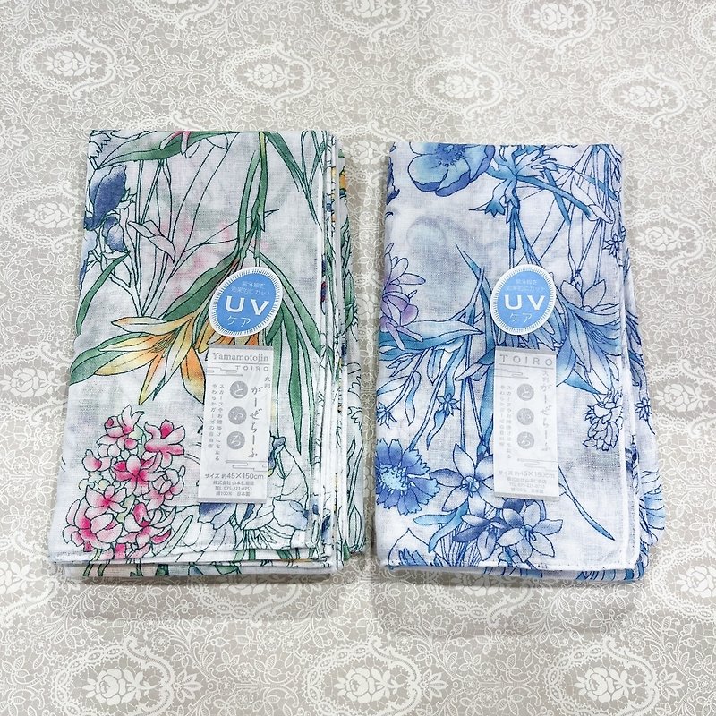 【抗暑对策】京都抗UV围巾-TOIRO-花束(彩/蓝) - 围巾/披肩 - 棉．麻 