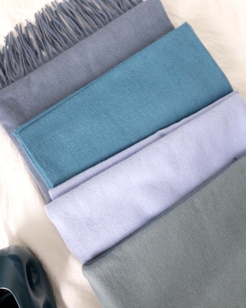 孔雀蓝绿羊毛围巾 (蓝色系列选择) 现货供应 - 围巾/披肩 - 羊毛 