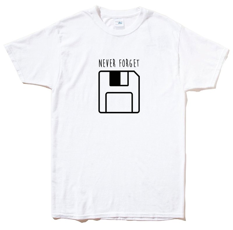 Never Forget Floppy 短袖T恤 白色  设计 软碟片磁片磁盘 70 80 复古 电脑 USB - 男装上衣/T 恤 - 棉．麻 白色