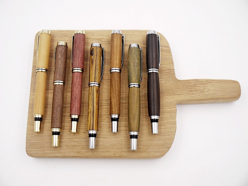 木制手工钢笔 经典系列 含雷射刻字 定制化 木笔 木头笔 手工笔 笔盒 皮革笔套 - 钢笔 - 木头 多色