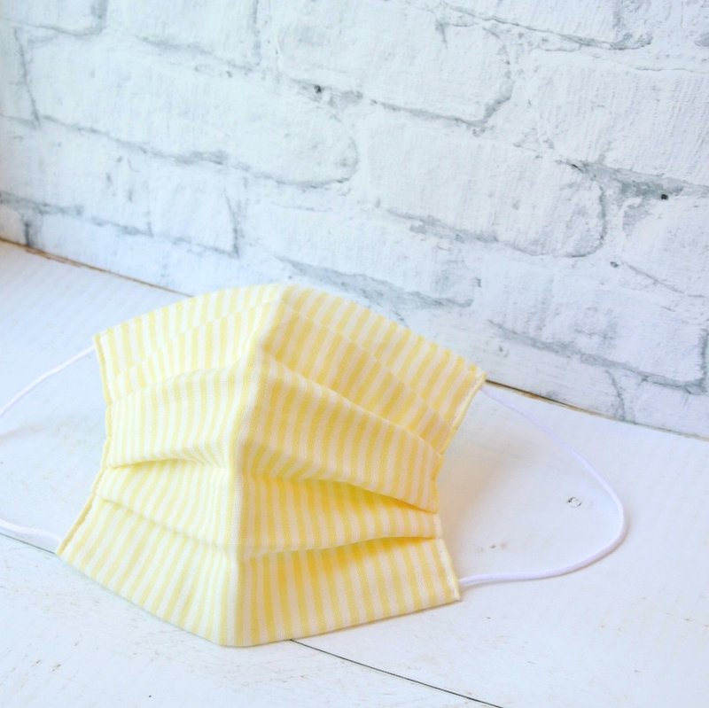 For Men | handmade Three-dimensional mask Pastel Stripe Yellow | Breathable mask - 口罩 - 棉．麻 黄色