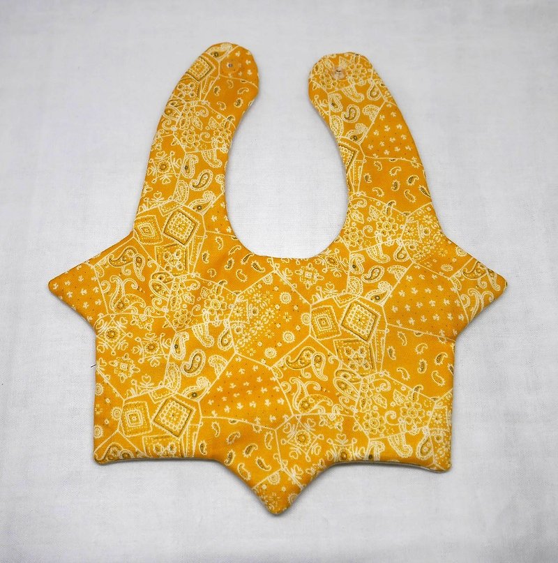 Japanese Handmade 8-layer-gauze Baby Bib - 围嘴/口水巾 - 棉．麻 黄色
