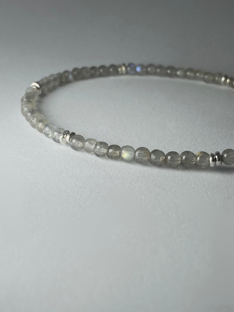 Ore_N04 / 灰月光石纯银颈链 - 项链 - 水晶 灰色