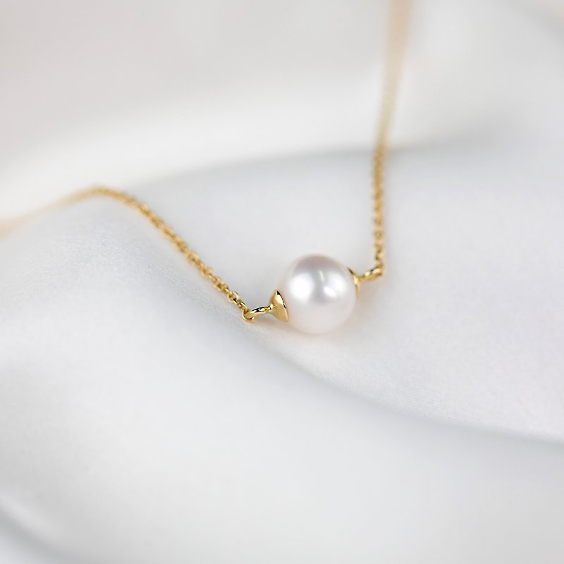 【Akoya Pearl】纯18K金正圆无瑕日本海水珍珠手链 订制 B009 - 手链/手环 - 珍珠 白色