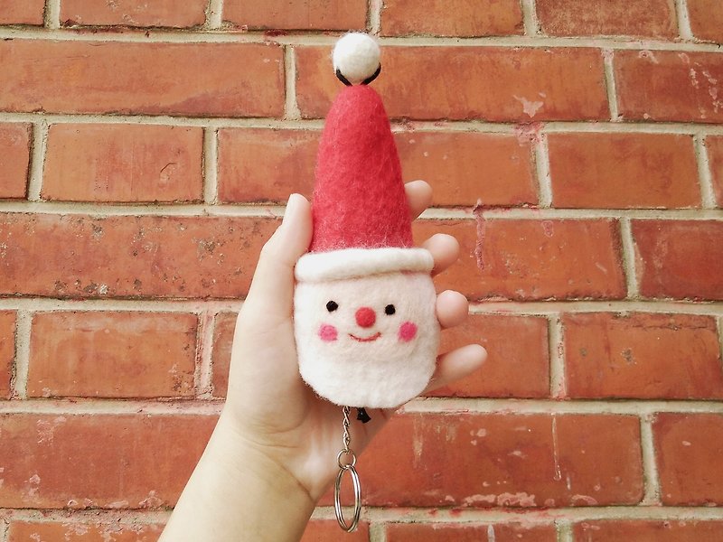 微笑圣诞老人 钥匙包 钥匙收纳 交换礼物 独立创作 - 钥匙链/钥匙包 - 羊毛 红色