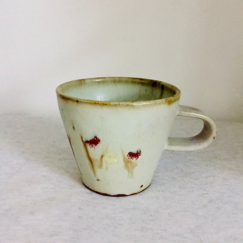 古色鸽灰三彩指绘咖啡杯(小) - 咖啡杯/马克杯 - 陶 多色