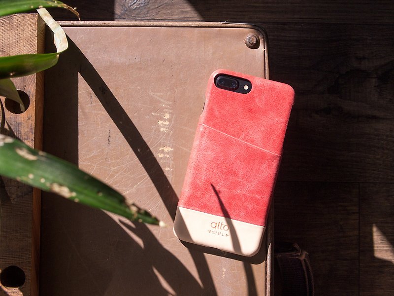 Alto iPhone 8 Plus 真皮手机壳背盖 5.5寸 Metro - 珊瑚红/本色 - 手机壳/手机套 - 真皮 红色