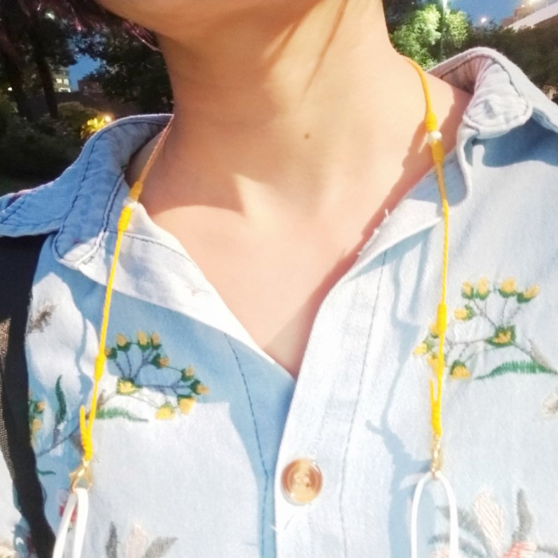 编织春夏日常口罩链  柠檬黄 - 口罩 - 棉．麻 黄色