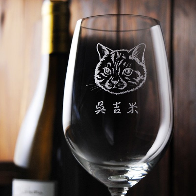 425cc【猫咪酒杯】(简易版) 宠物肖像红酒杯 喵星人 定制化 - 订制画像 - 玻璃 咖啡色