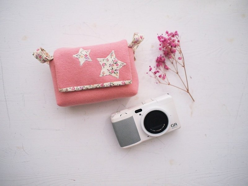 星星活动扣带相机包拉链款+(橘红+粉花f02) - 相机包/相机袋 - 棉．麻 粉红色
