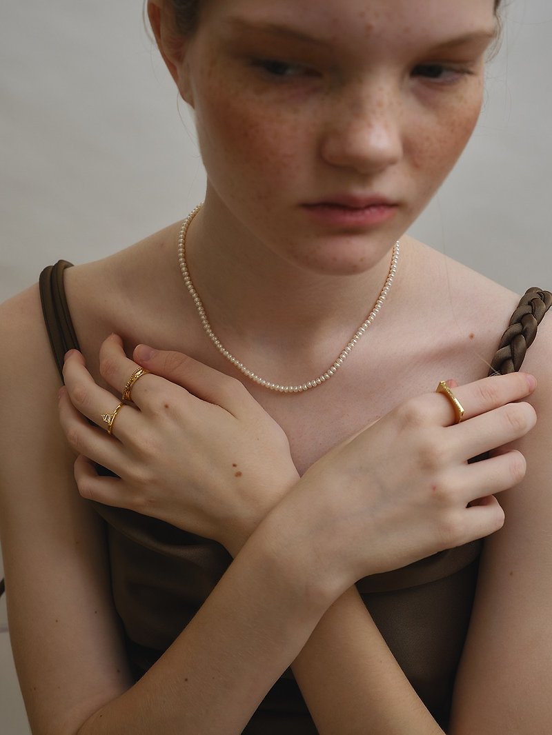 LESIS | Diamond Pearl Necklace - 项链 - 珍珠 白色