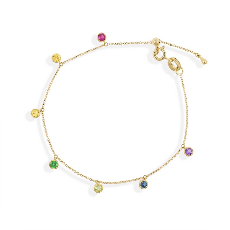 Dangling Rainbow Bracelet | 垂挂彩虹宝石手链 | 18K 黄金 - 手链/手环 - 贵金属 多色