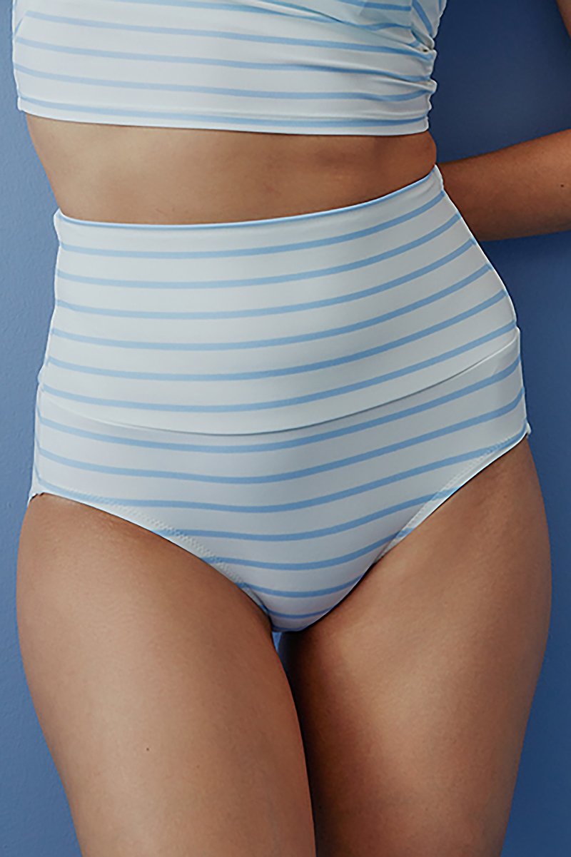 Slimmer 小蠻腰褲 輕塑身泳褲 (藍白條紋) - 女装泳衣/比基尼 - 尼龙 白色