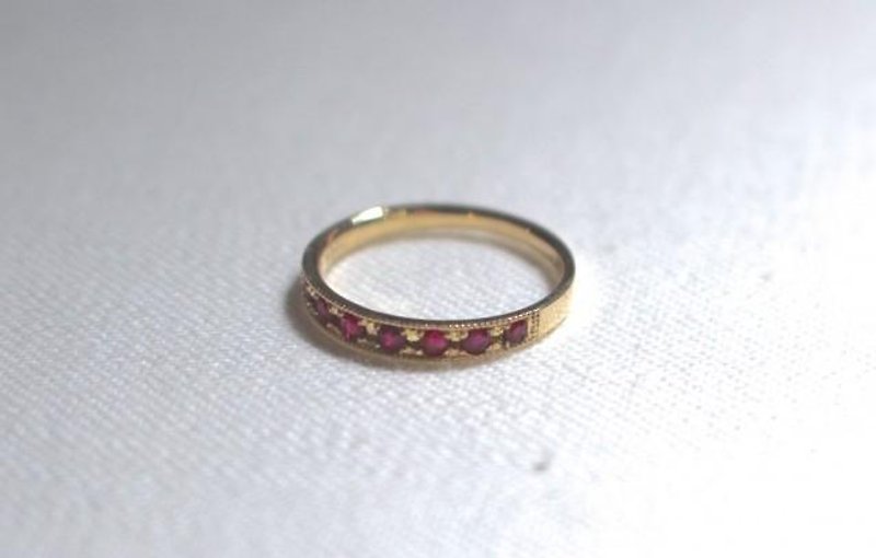 ルビーのK14リング - 戒指 - 宝石 金色