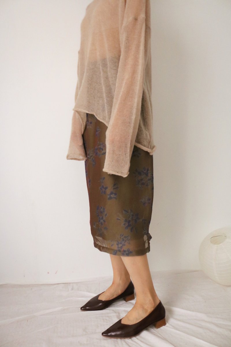 Nettle Skirt 橄榄色虹彩印花中长裙 剩1件26-27寸腰 - 裙子 - 丝．绢 