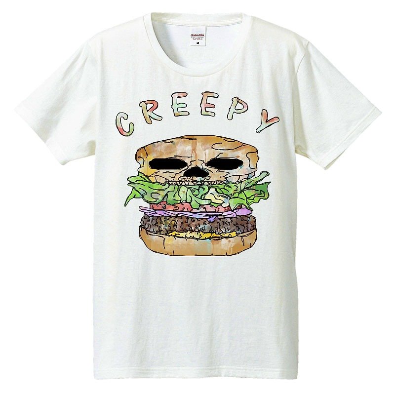 Tシャツ / Creepy hamburger - 男装上衣/T 恤 - 棉．麻 白色