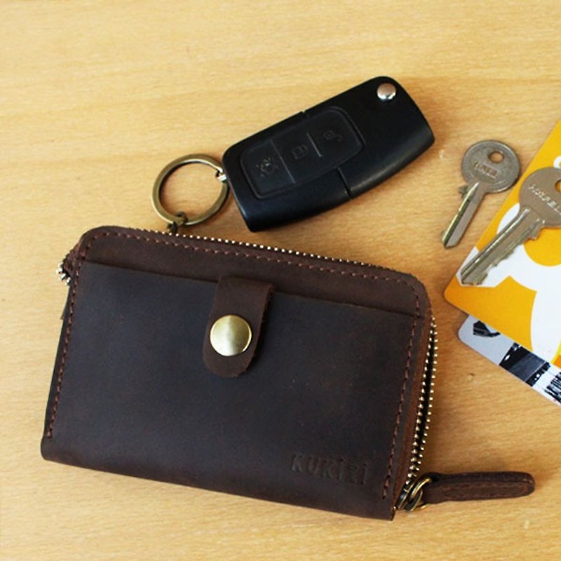 Key Case - F1 (Dark Brown) / Key Holder / Card case / Pass case (Cow Leather) - 钥匙链/钥匙包 - 真皮 