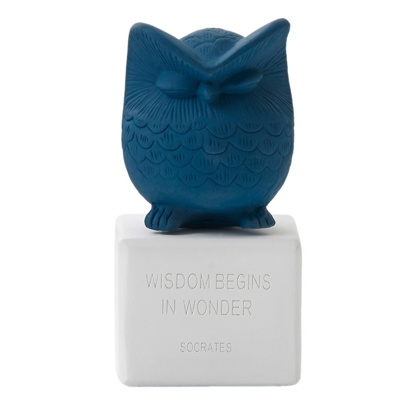 古希腊 可爱猫头鹰摆饰 Owl S (小 - 深蓝) - 手工陶制雕像 - 摆饰 - 陶 蓝色