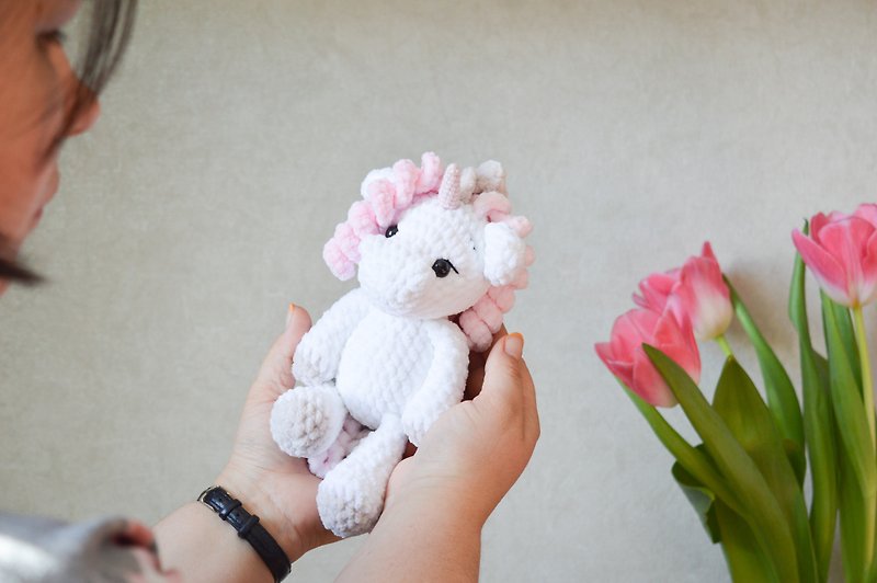 Little unicorn plush toy, baby unicorn stuffed animal, small magical hero - 玩具/玩偶 - 环保材料 白色