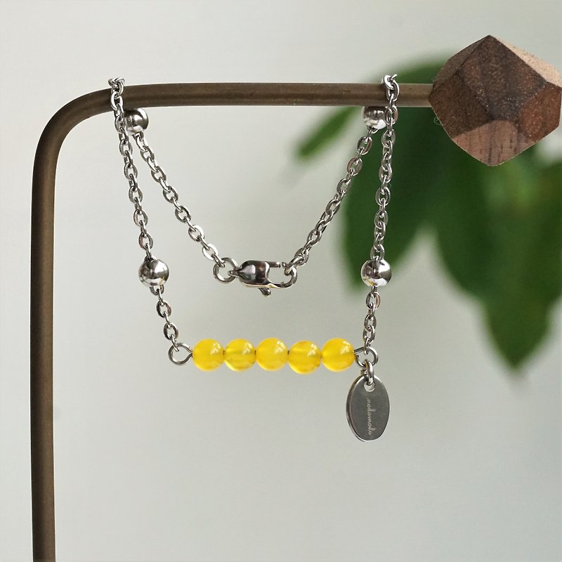 << modomodo诞生石手链 >> 十一月诞生石 - 黄玛瑙Yellowagate - 手链/手环 - 半宝石 黄色