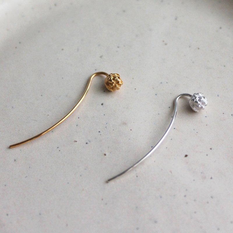 White clover earrings - 耳环/耳夹 - 其他金属 银色