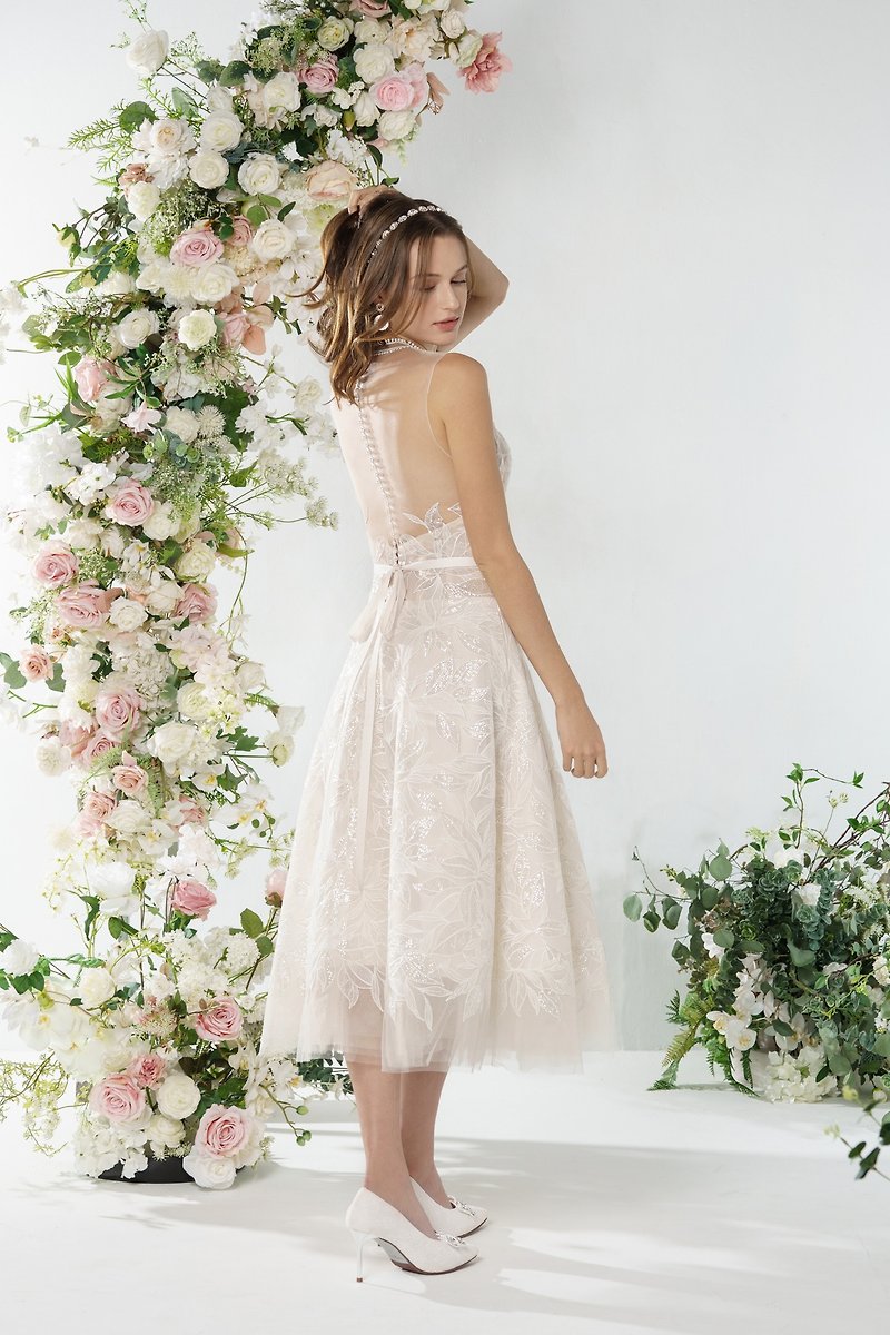【NEW】Lilac 圆领典雅蕾丝洋装 - 晚装/礼服 - 其他材质 白色