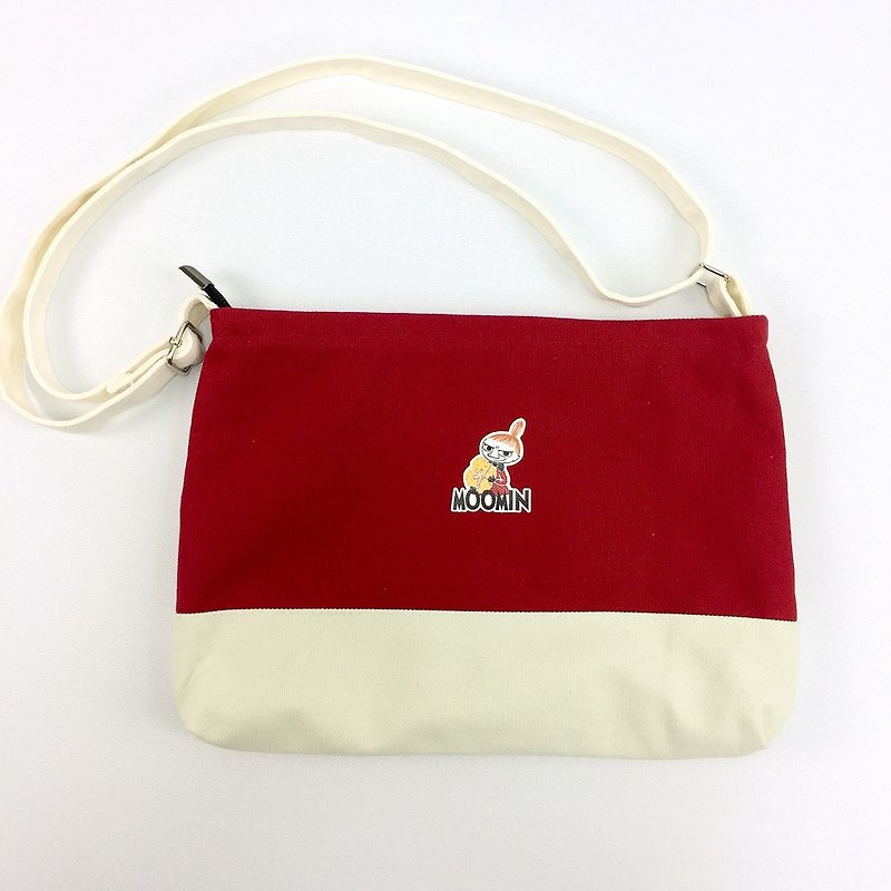 Moomin授权-拼色肩背包(红) - 侧背包/斜挎包 - 棉．麻 红色