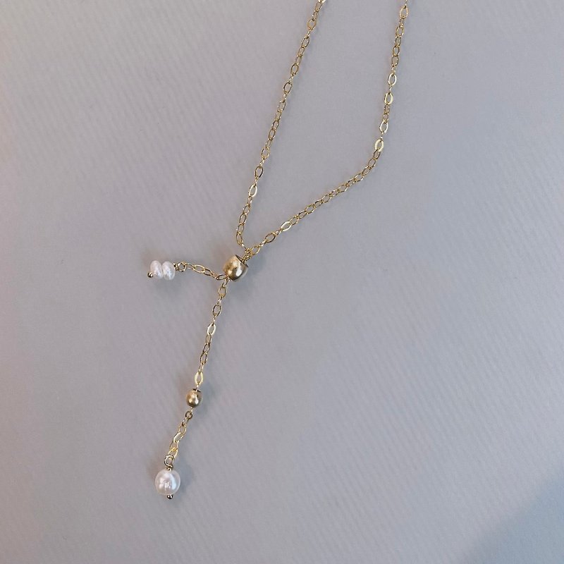 14K包金珍珠项链_ Gigi 14KGF necklace - 项链 - 珍珠 白色